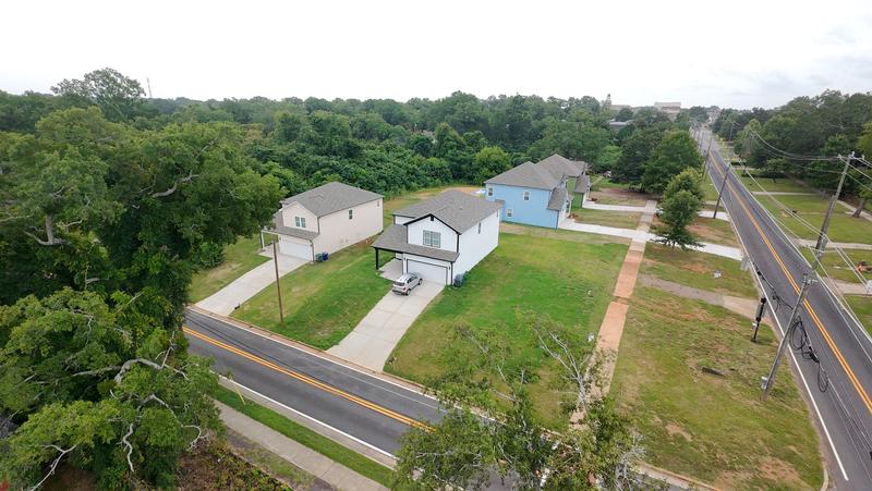 Aerial photo of a housing redevelopment project site used for planning and developer solicitations